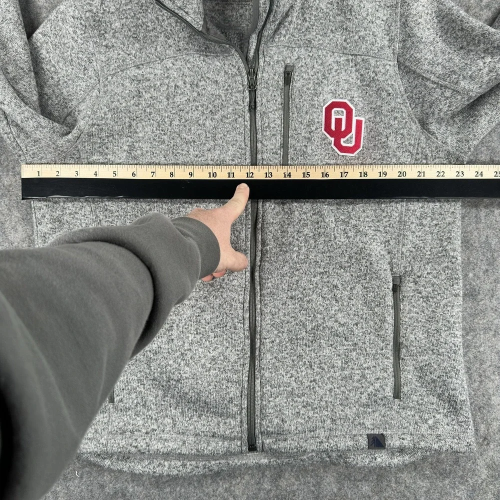 Oklahoma Sooners Jacket Mens Large Gray NCAA Football Full Zip Fleece L.L. Bean